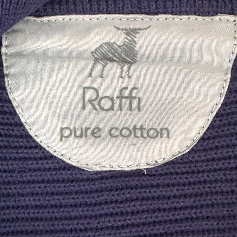 Raffi Men's Sweater Vest Full Zip Navy Cotton Ribbed Zip Pockets Golf Medium